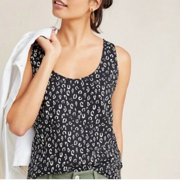 dolan Tops - Dolan Left Coast Anthropologie Mixed Media Leopard Stripe Tank Top - Size XS